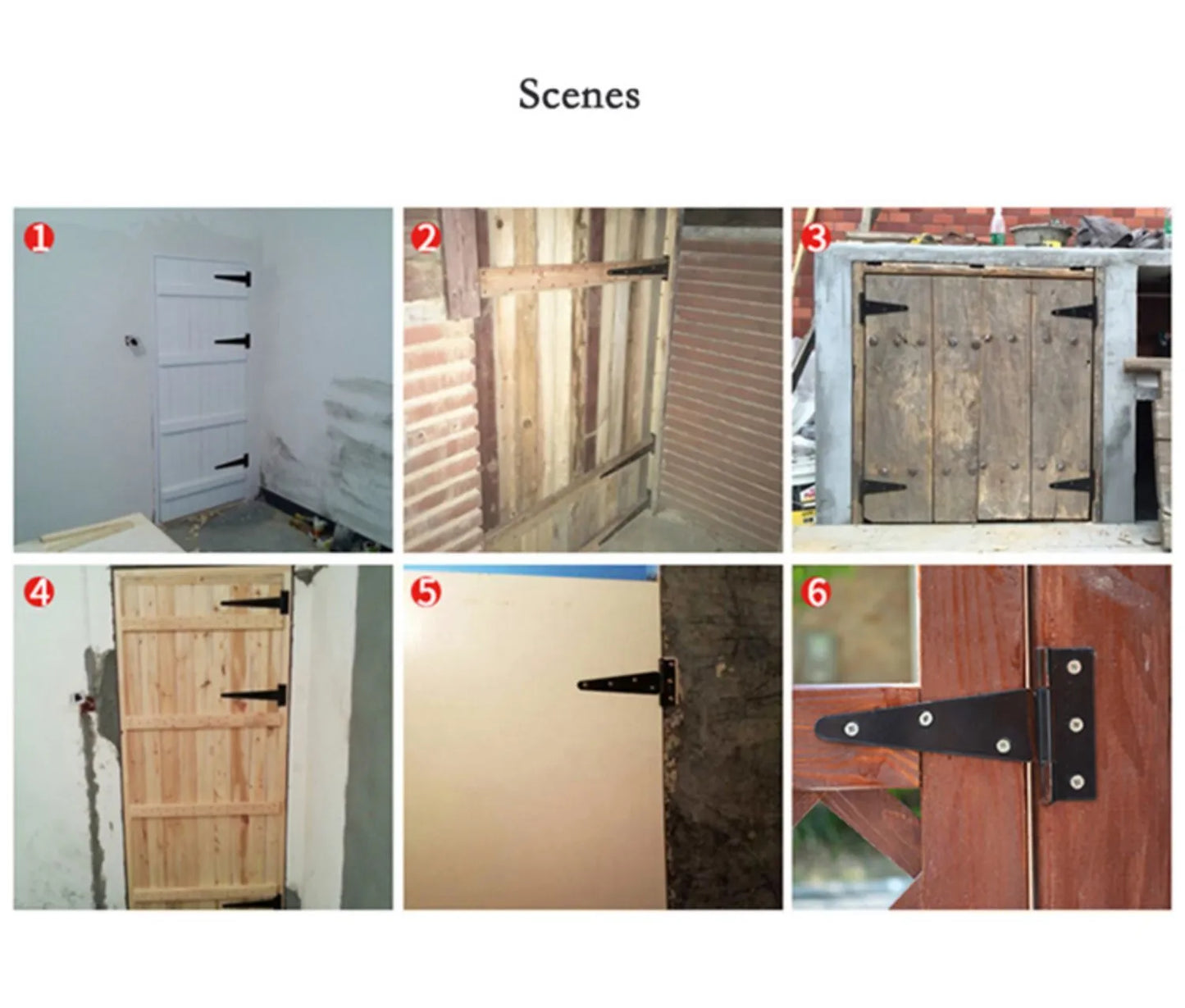 Fixed light T-shaped iron hinge for wooden doors with straight arm design and 175 degree opening angle