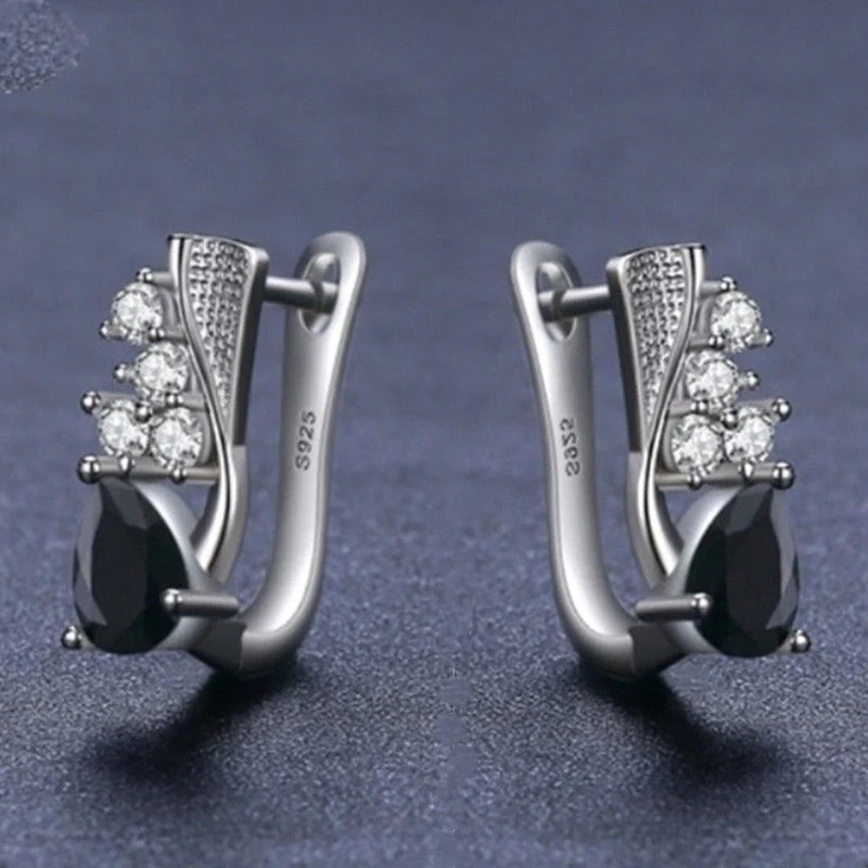 Elegant Korean drop-shaped earrings with sparkling micro rhinestones