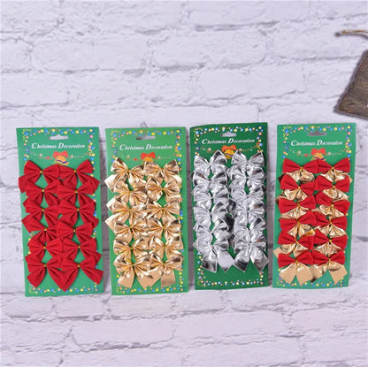 5 cm polyester Christmas decoration bow in gold, red, silver, and red gold colour options