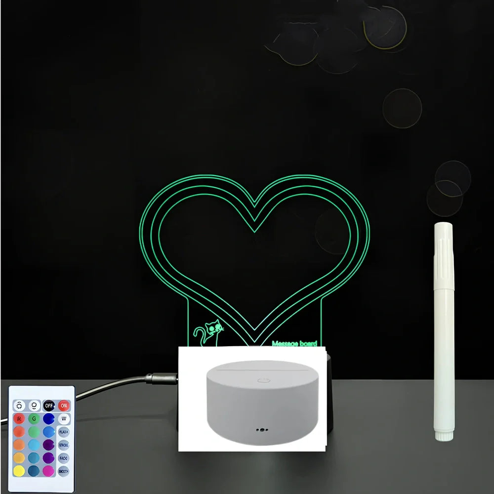3D acrylic LED message board on black ABS base, 96cm x 40cm, with touch colourful lights and stylus