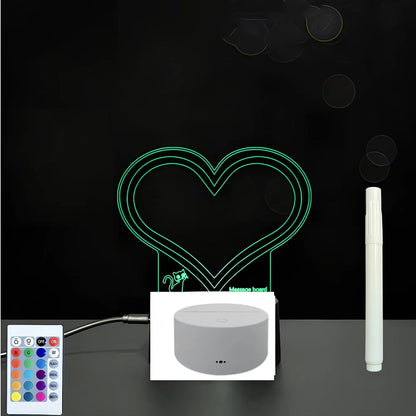3D acrylic LED message board on black ABS base, 96cm x 40cm, with touch colourful lights and stylus