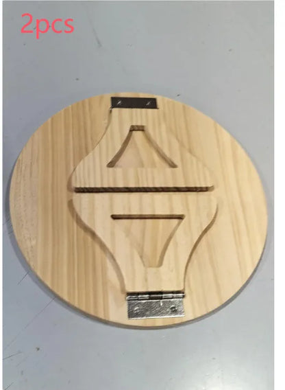 Wooden clip-on sofa tray table with carving design in bamboo colour on armrest
