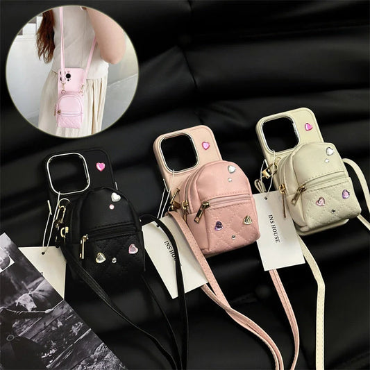 Crossbody Wallet Phone Case for ApplePhone in white, black, and pink with removable strap