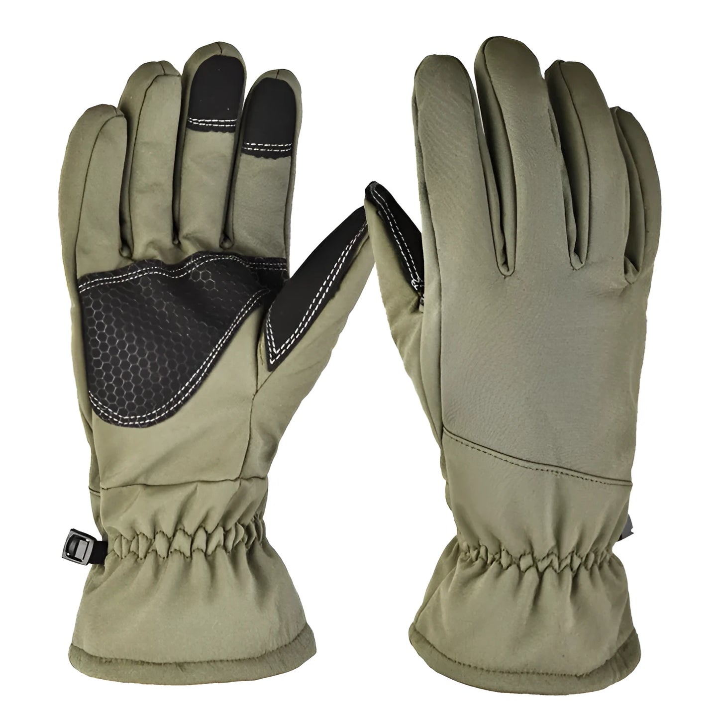 Outdoor tactical ski gloves with touch screen fingertips and anti-slip palm grip in camouflage colour