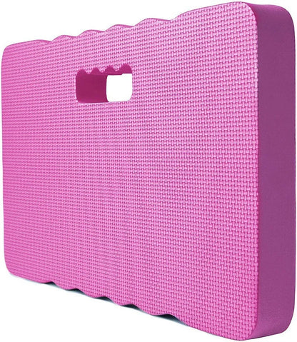 Blue waterproof plastic garden kneeler pad with central handle on grass
