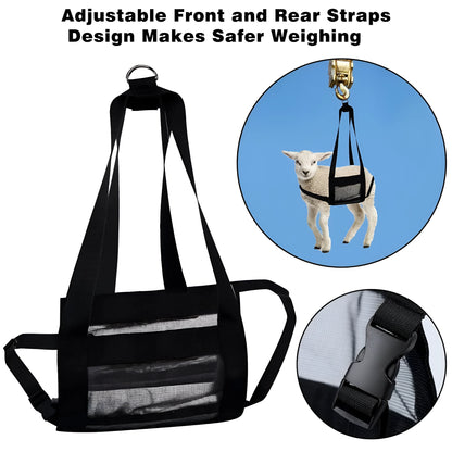 Large black calf and dog weighing sling measuring 35 by 150 centimetres for animal weight measurement