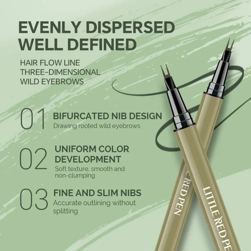 Two fork eyebrow pencil with waterproof liquid eyeliner tip in brown and black colours