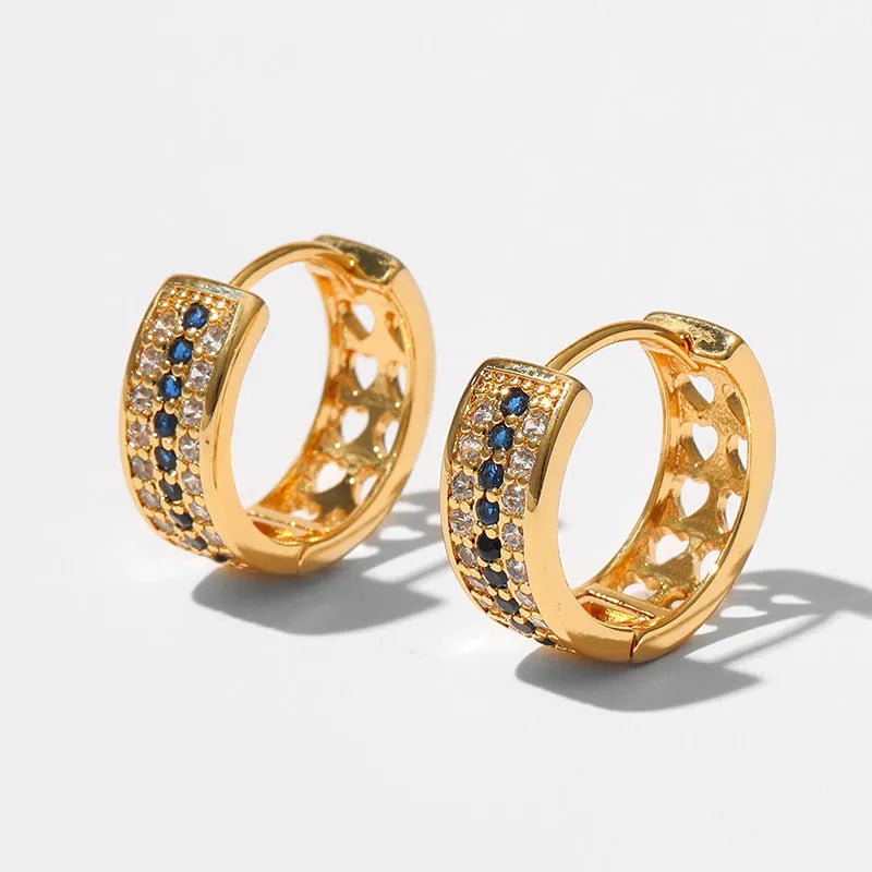 Women's geometric earrings with round design elements and 18K gold electroplated finish in colour KE1268