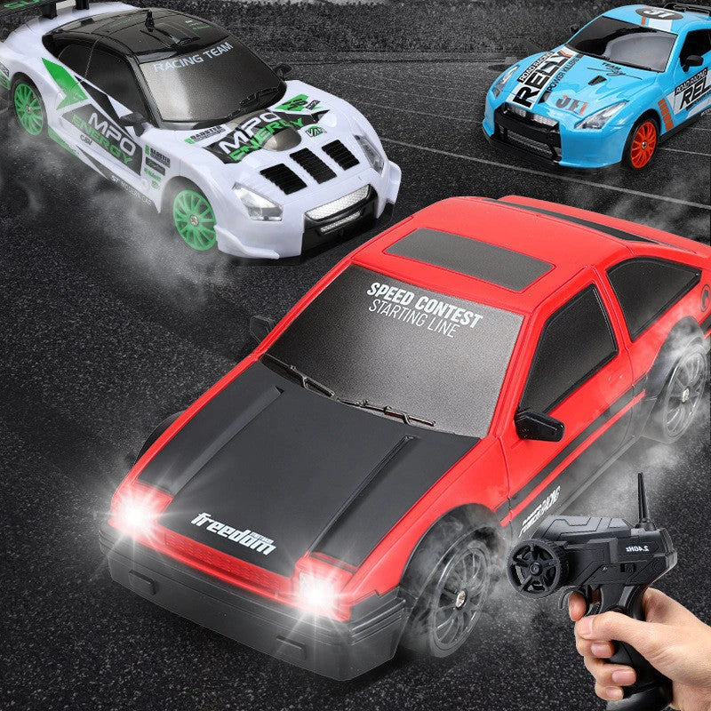 1:24 scale remote control drift car with powerful 4WD system, cool LED lights, and responsive 2.4 GHz remote for high-speed racing thrills