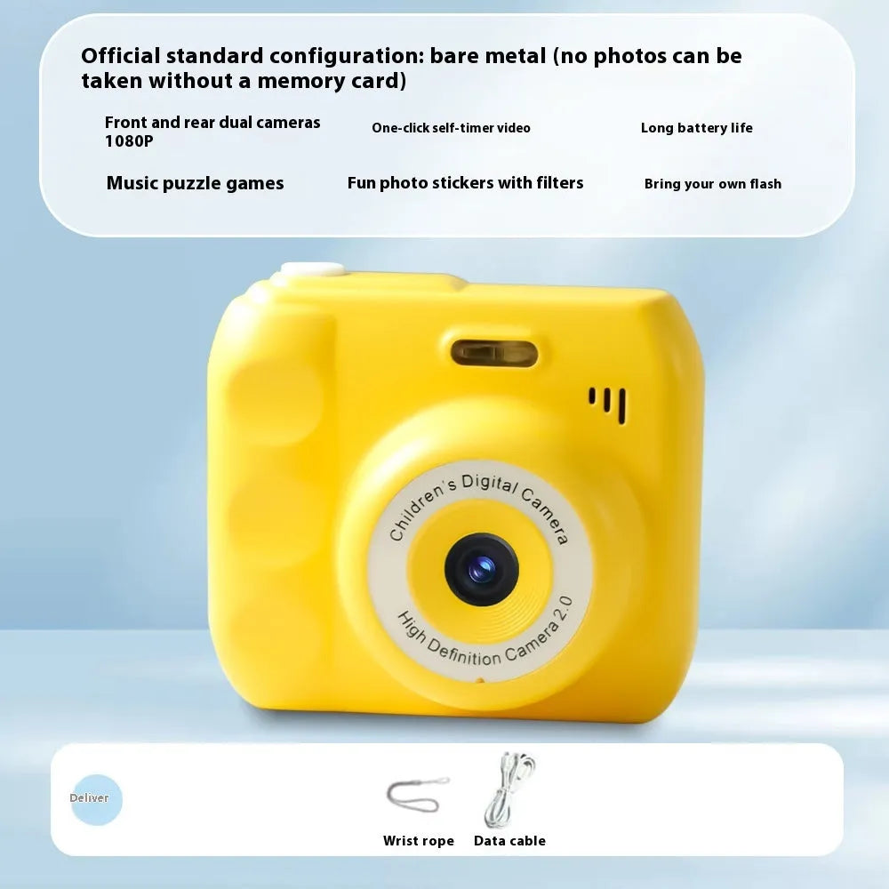 Children's Campus MINI HD digital camera in black, 1920x1080 video, food grade ABS, about 120g, with data cable and manual