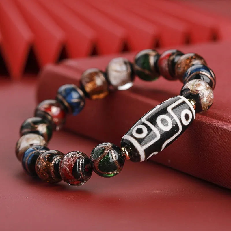 Handmade coloured glaze bracelet with year snake pattern in 10mm, 12mm, 14mm bead sizes