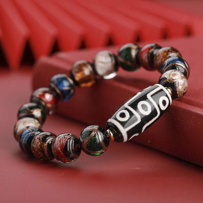 Handmade coloured glaze bracelet with year snake pattern in 10mm, 12mm, 14mm bead sizes