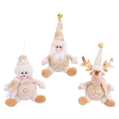Santa Claus, deer and snowman Christmas ornament set with colourful cartoon styling