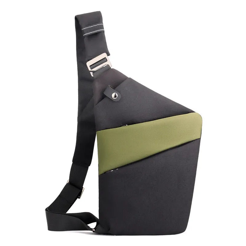 Canvas chest bag 31x20x1cm, 190g, one-shoulder crossbody with anti-radiation fabric inside, smoke black or silver grey