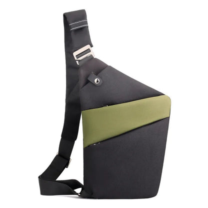 Canvas chest bag 31x20x1cm, 190g, one-shoulder crossbody with anti-radiation fabric inside, smoke black or silver grey