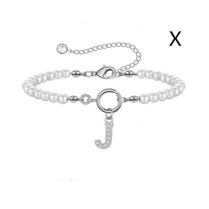 2024 Fashion Toggle Clasp Initial Bracelet with 6mm Pearl