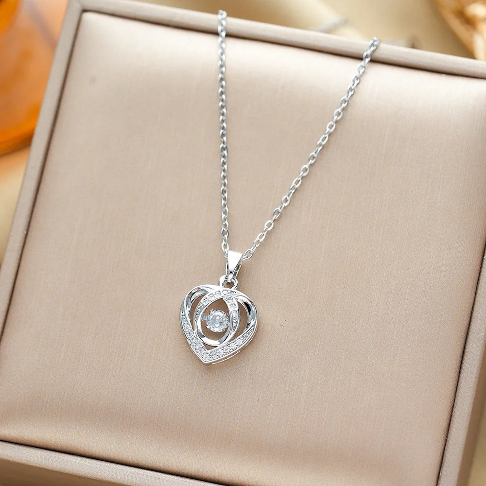 Elegant heart-shaped rhinestone clavicle necklace perfect for Valentine's Day gifts