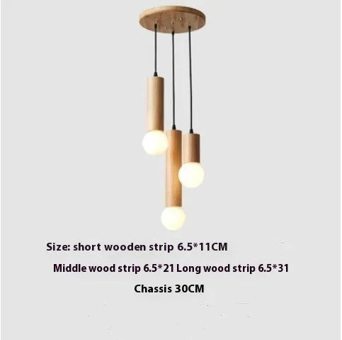 Wood chandelier ceiling light in single head 11cm, 21cm, 31cm or three and six head plate options, 220V E27.