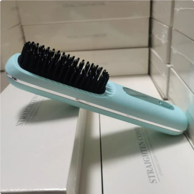 Cordless hair straightener brush with fast heating, long-lasting battery, and USB charging for effortless styling on-the-go