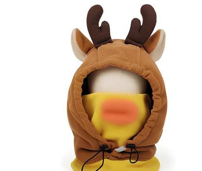 Ski helmet cover with cartoon animal designs including brown bear and white bear patterns for winter sports