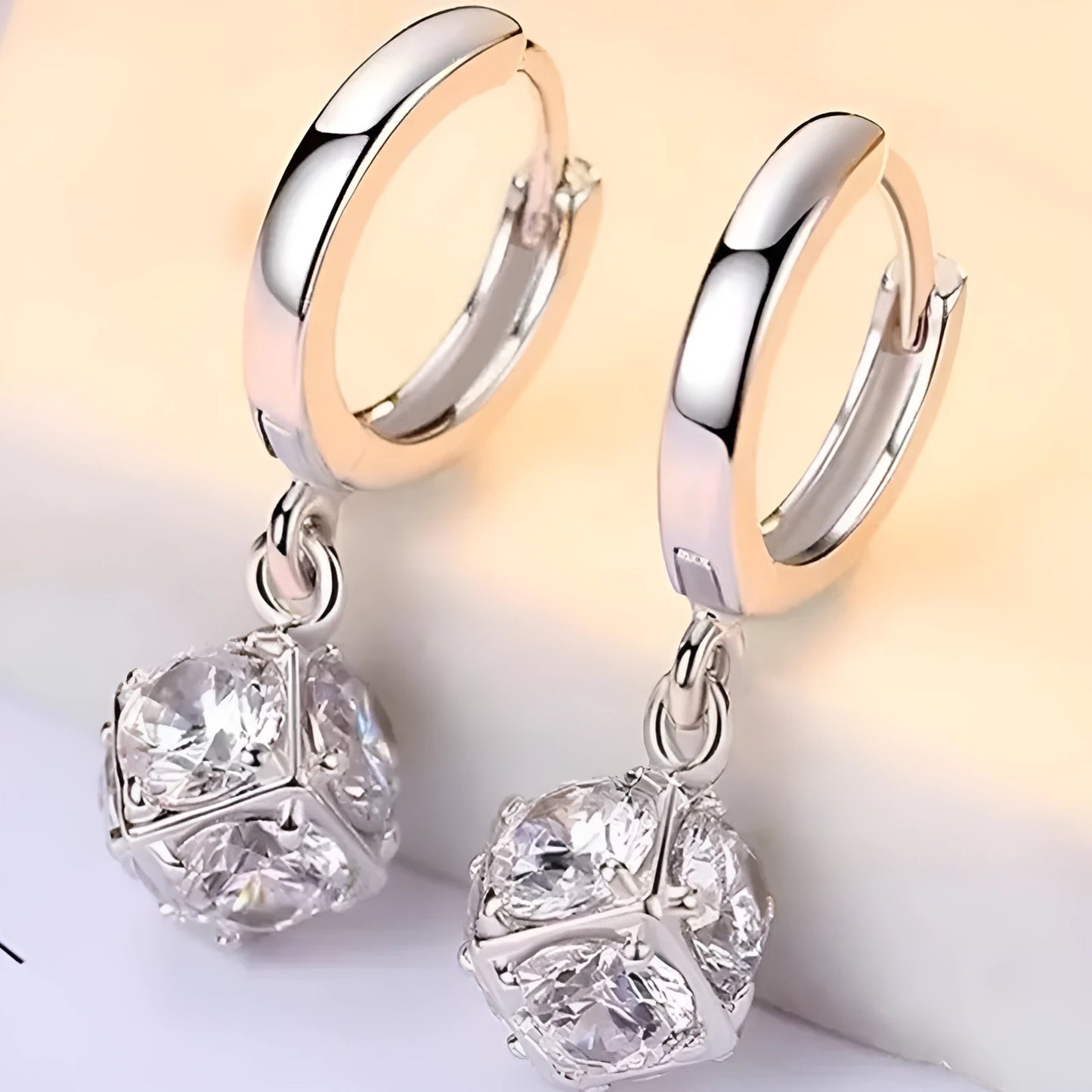 Geometric copper women's earrings with zircon accents and rose design elements in multiple colour variations