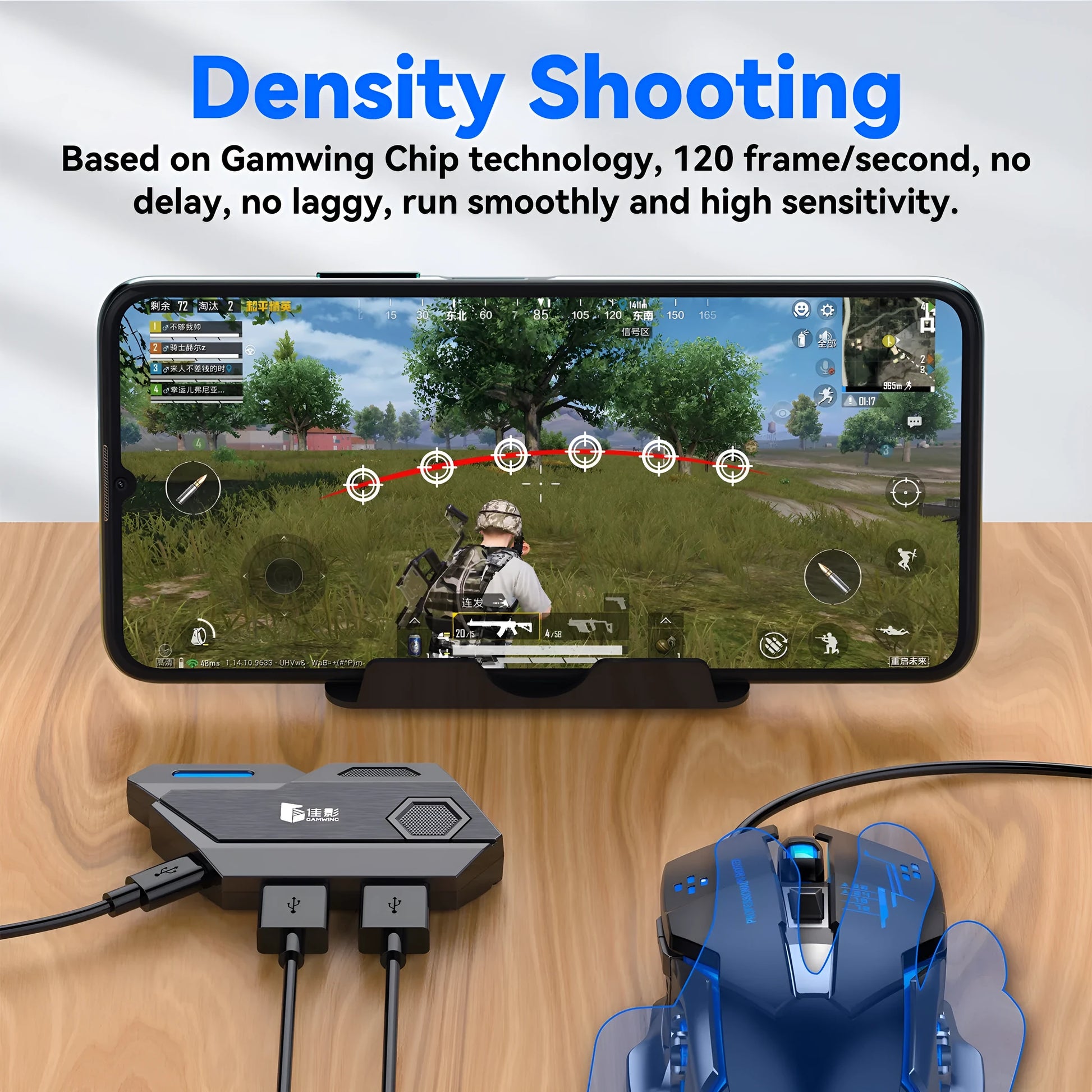 Black Gamwing Jiaying keyboard mouse converter for mobile gaming with USB port