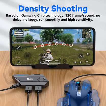 Black Gamwing Jiaying keyboard mouse converter for mobile gaming with USB port