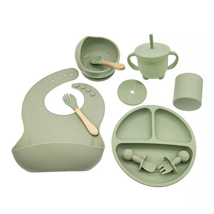 10-piece baby silicone feeding tableware set in various colours