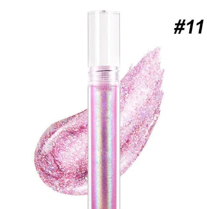 15 Colour Laser Lip Lacquer tubes showing waterproof formula with laser powder technology