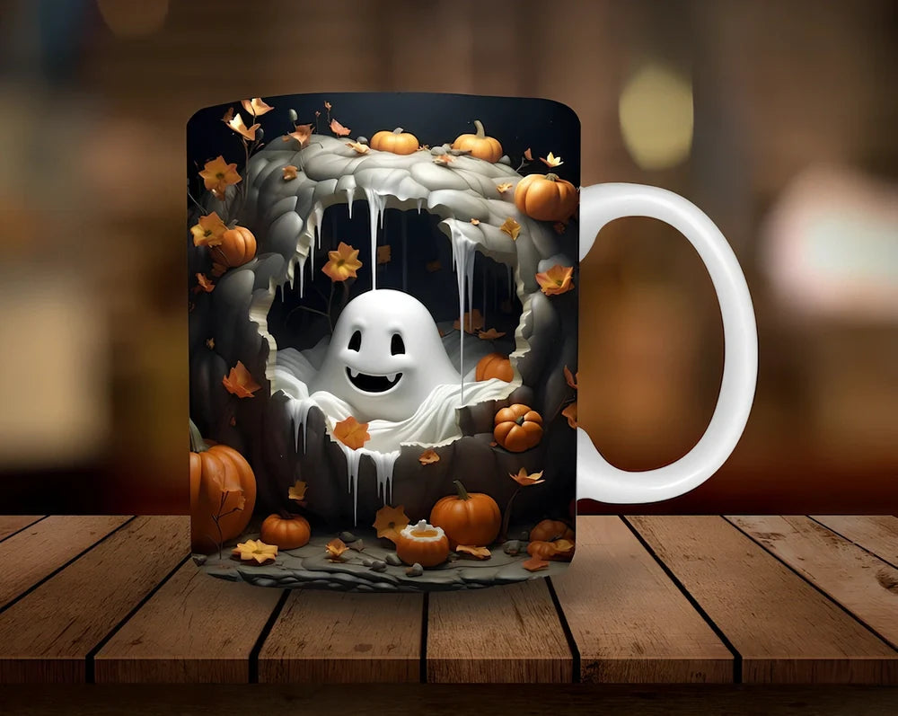 Halloween pumpkin ceramic coffee mug with 350ml capacity and festive design