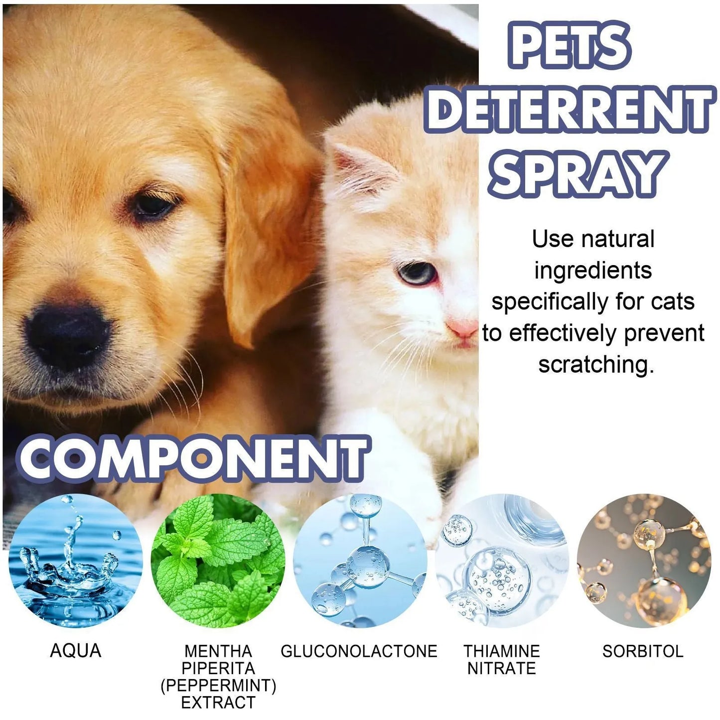 50ml bottle of pet repellent spray in a box, used to prevent scratching on doors and sofas.