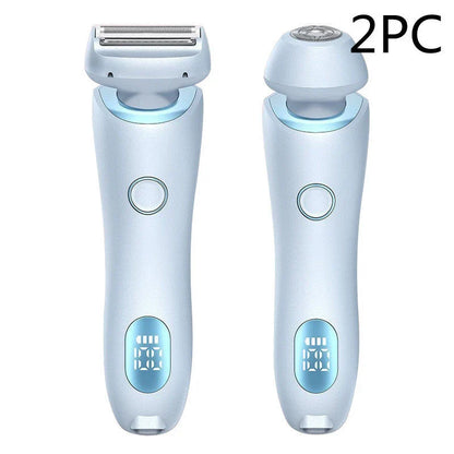 Rechargeable electric shaver for women with dual-head design for whole-body and precision hair removal