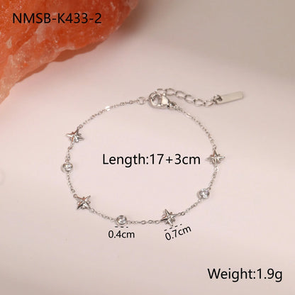 Titanium steel women's bracelet with hexagonal star pendant and 18K gold plating