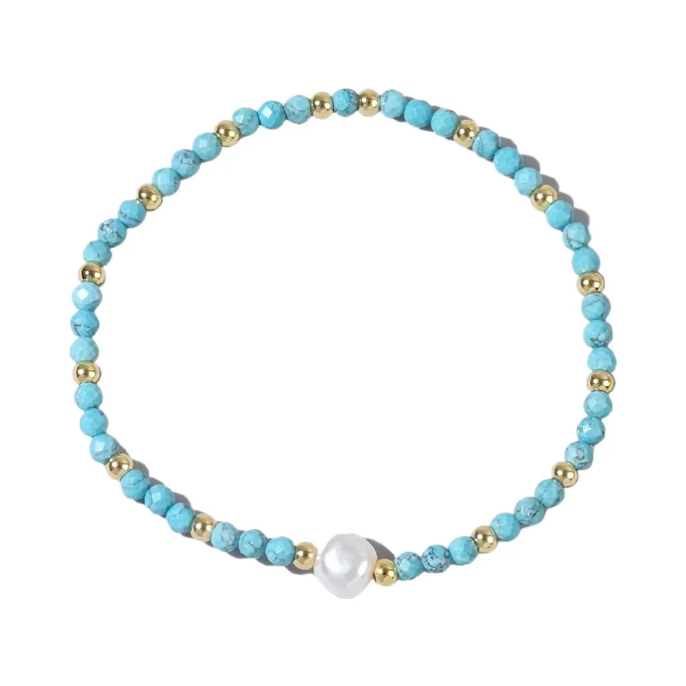 Natural stone geometric ellipse bracelet in various colour options