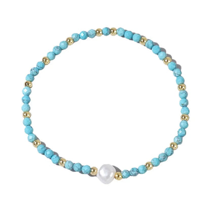 Natural stone geometric ellipse bracelet in various colour options