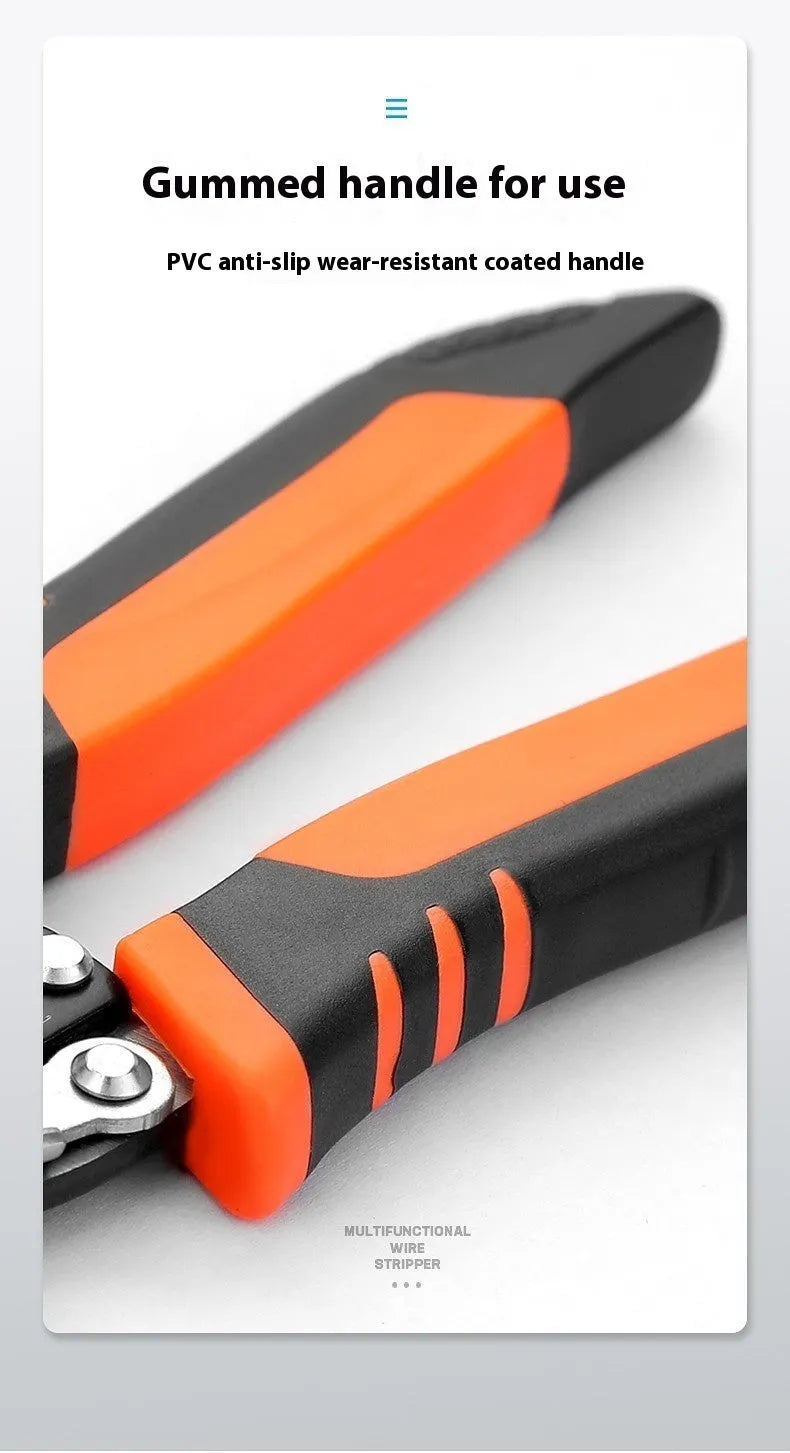 Fully automatic wire stripping pliers with high carbon steel blades and 45 # steel construction, 0.361kg weight
