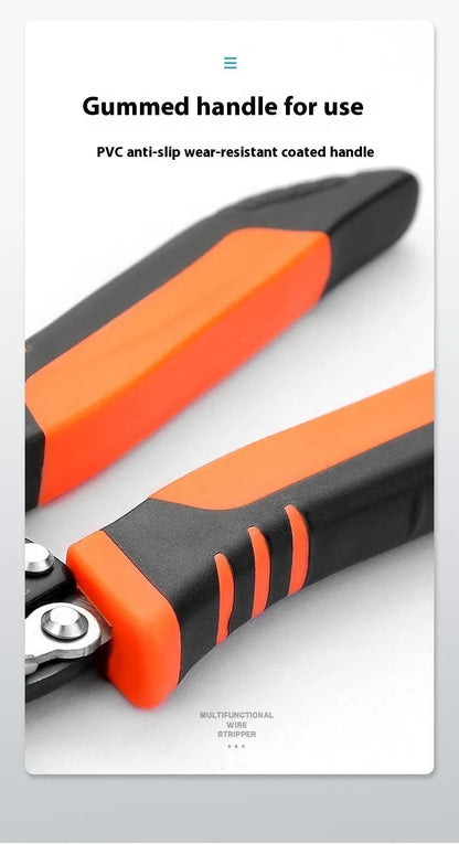 Fully automatic wire stripping pliers with high carbon steel blades and 45 # steel construction, 0.361kg weight