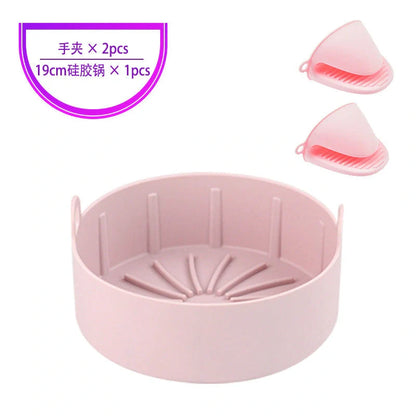 Reusable silicone air fryer pot liners in various colours and sizes