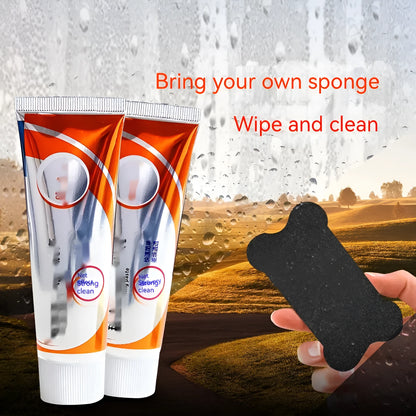 White car windscreen cleaning paste in packaging with 65ml capacity for oil stain removal