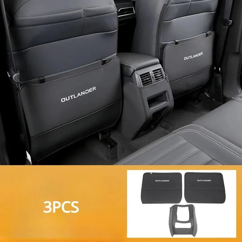 Three-piece anti-kick pad set for Outlander car seat leather protection