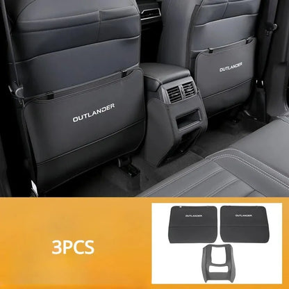 Three-piece anti-kick pad set for Outlander car seat leather protection