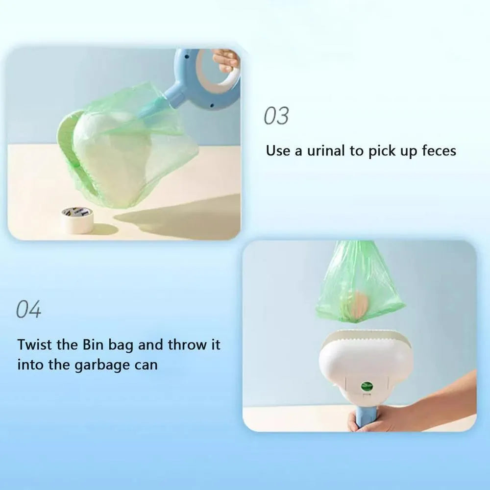 White blue dog pooper scooper with cloud-shaped jaw and ABS plastic construction