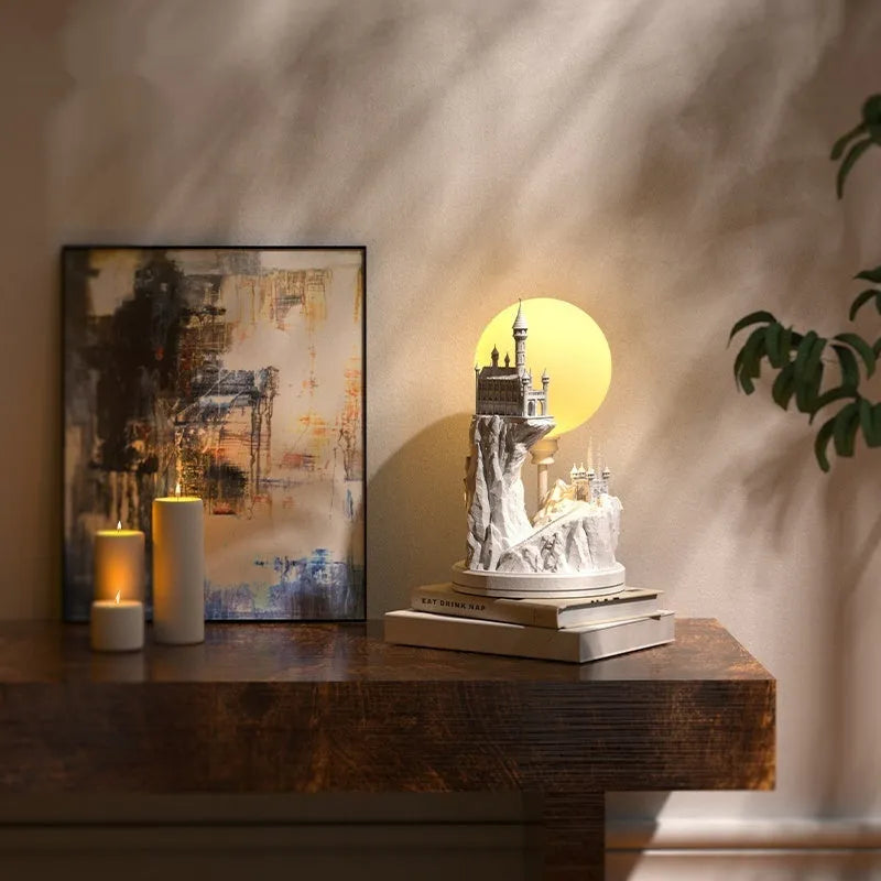 White composite gypsum table lamp with wire control switch for bedroom use