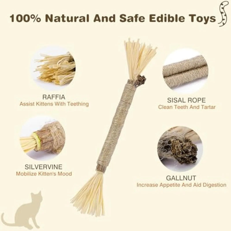 Silvervine sticks for cats dental care chew toy sticks cat chew toys for indoor cats with natural silvervine and sisal rope for teeth cleaning and stress relief available in thick diameter 13-16mm or fine diameter 10-12mm