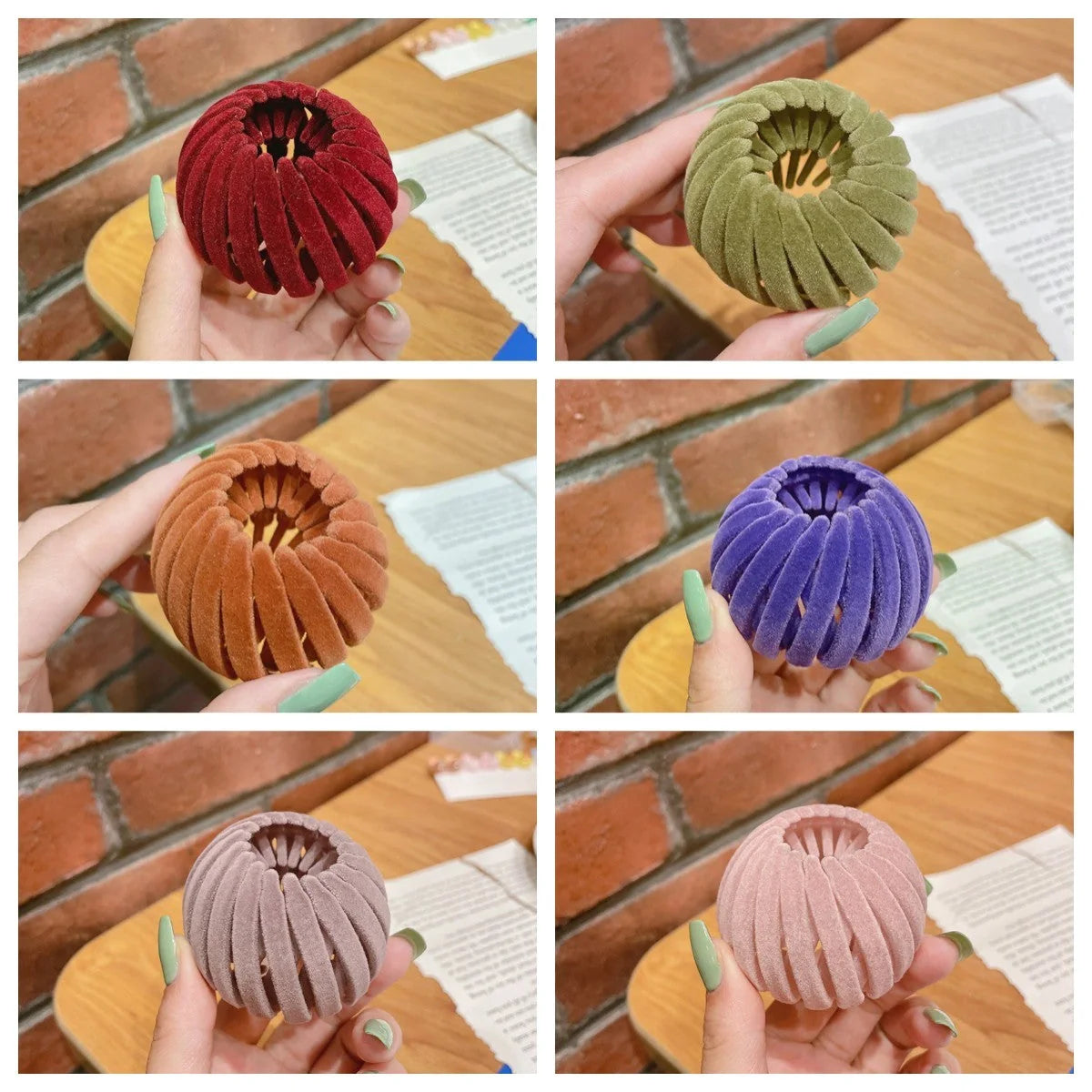 Velvet bird's nest hair ring hairpin in various colors for high ponytails