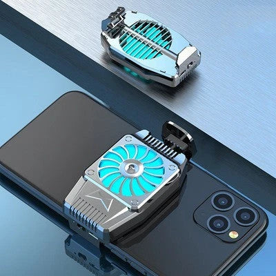High-performance smartphone cooling device with cooling fin, ice pack, and ergonomic controls