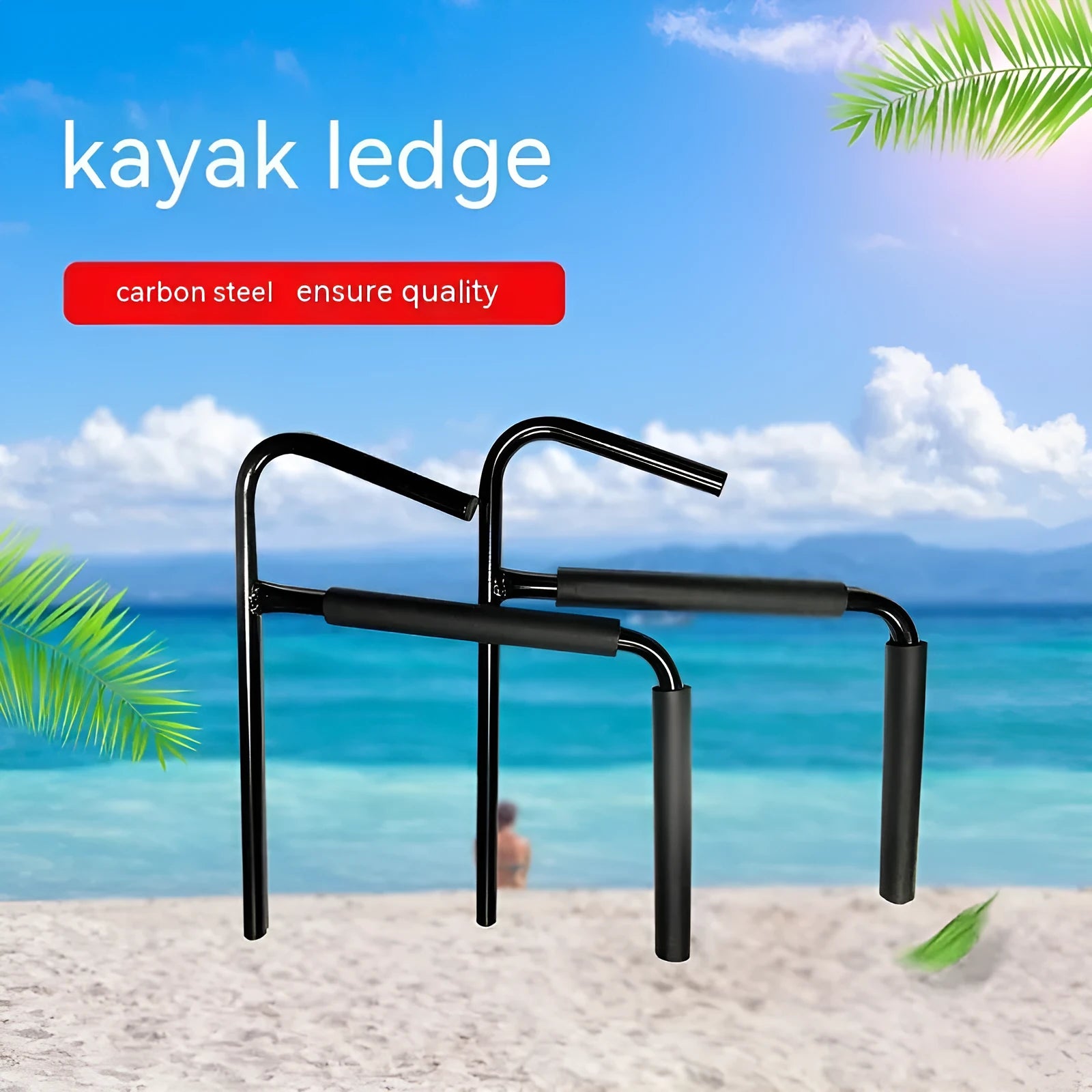 Carbon steel kayak wall hanger rack mounted on a wall for storage.