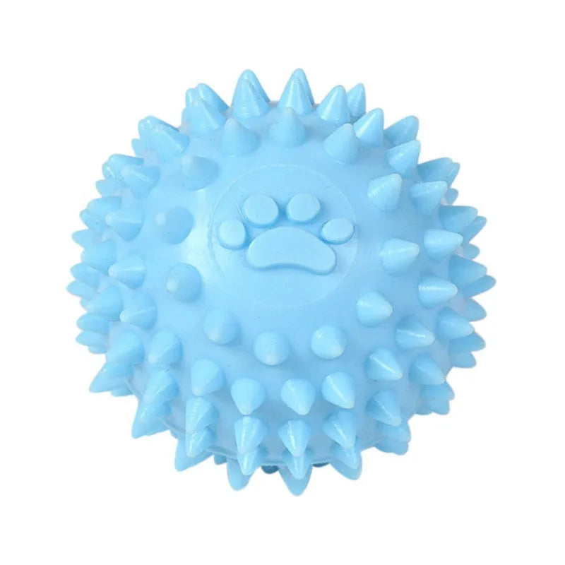 TPR dog chewing ball with footprint texture, 6cm diameter, in blue, pink or yellow