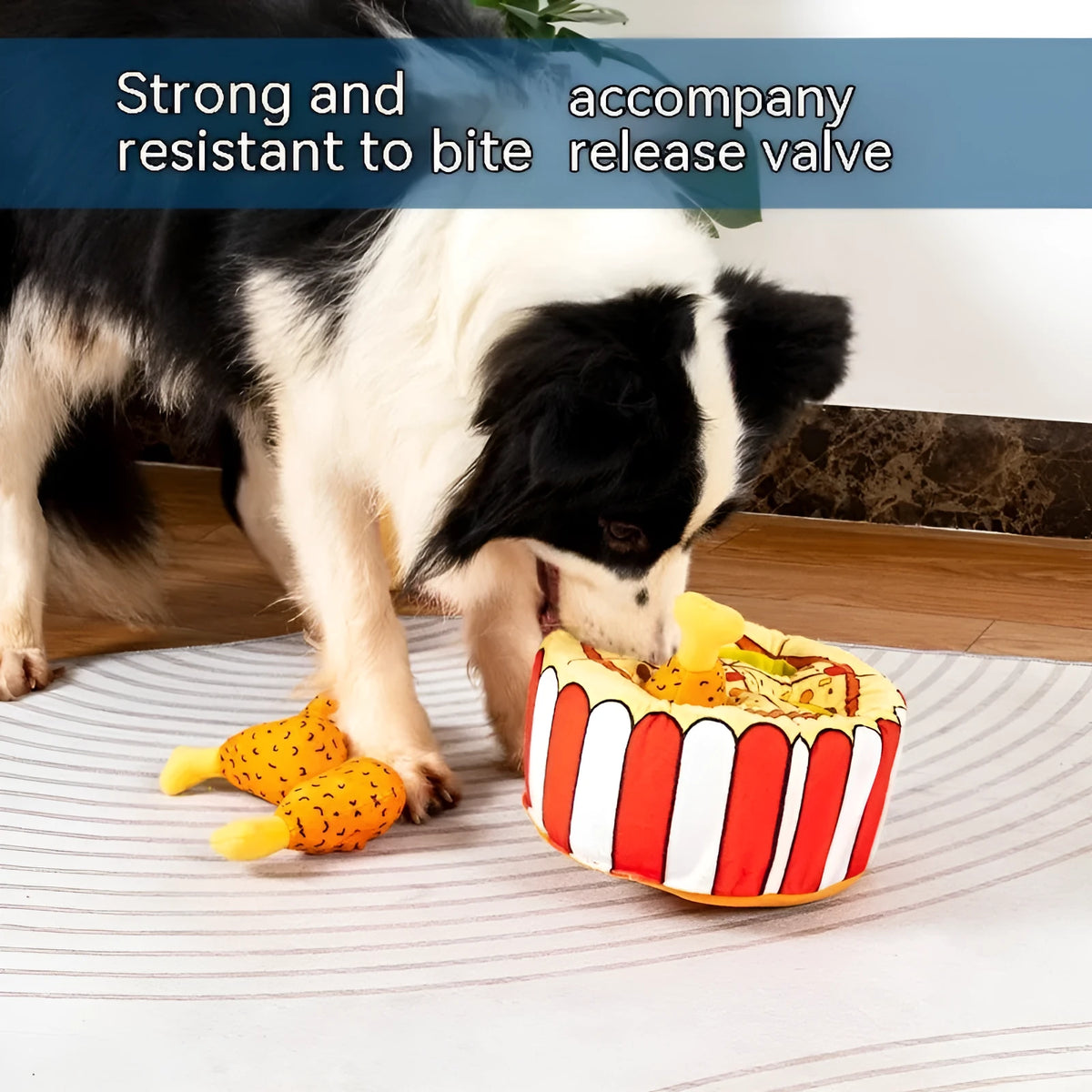 Plush chicken leg dog toy with interactive sound and food leakage puzzle, Tibetan Chicken Leg Warmer colour.