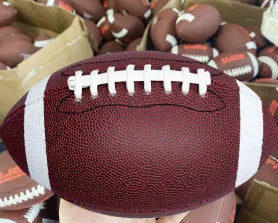Children's American football size 9 PU training ball in maroon or brown for sports and other ball games.